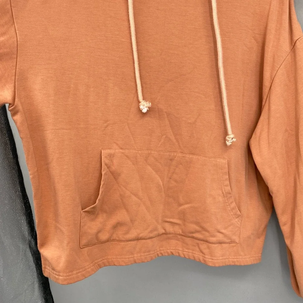 Paper Crane Hoodie Womens Large Terracotta Balloon Sleeve Pullover Ribbed Knit - Picture 11 of 13